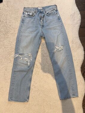 Agolde Light Blue High-Rise Straight Jeans
